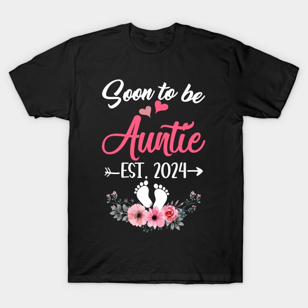 Soon To Be Auntie Est 2024 Mothers Day First Time Auntie T-Shirt by Achim Conrad